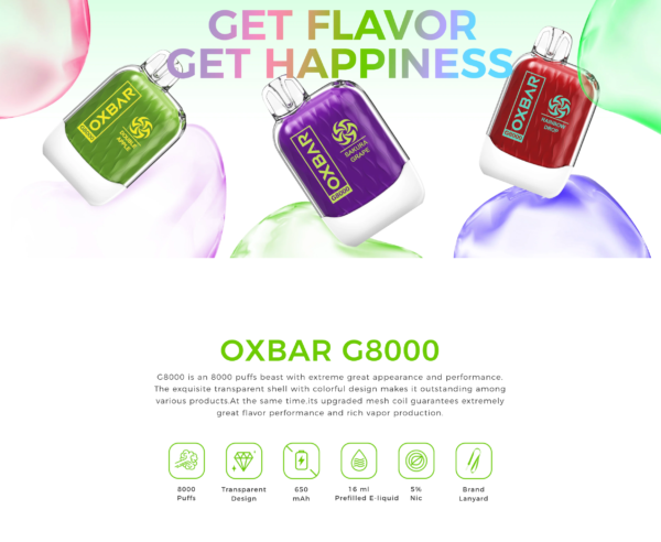 OXBAR G8000 Rechargeable Disposables - 8000 Puffs - Image 4