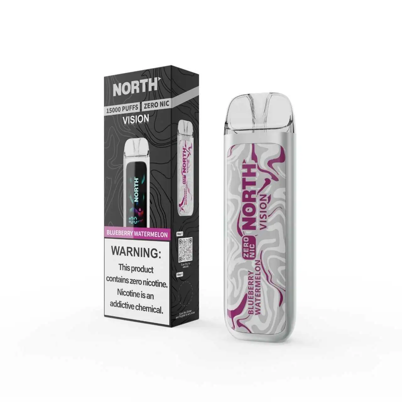 Blueberry Watermelon North Vision Zero Nicotine - Disposable Vape